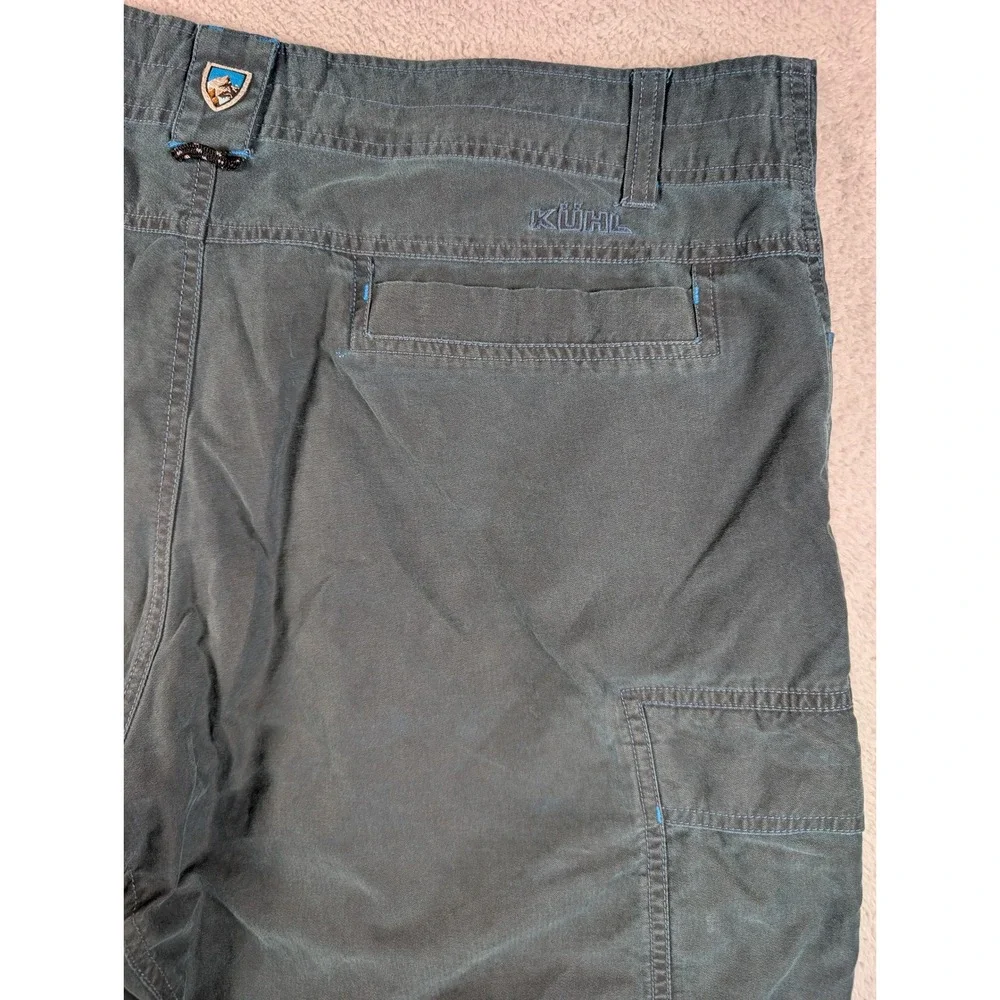 Kuhl Mens Cargo Shorts Size 40 Charcoal Gray Blue Stitching Patina Outdoor Gorp
